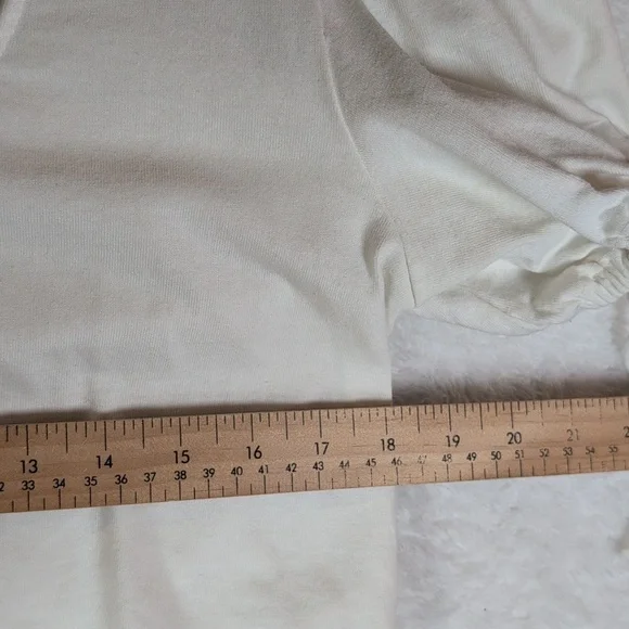 411-Free People Cream Tie-Front Puff Sleeve Crop Top - Picture 4 of 6